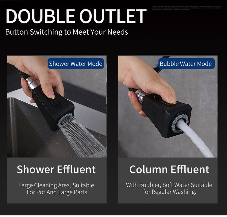 Stretchable Sink Faucet Double Outlet Mode